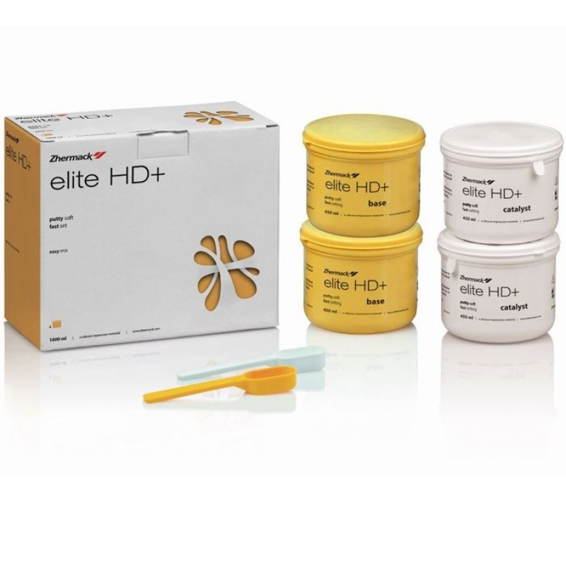 ЭлитЭйчДи_Elite HD PUTTY FAST, Слепочная масса А-силикон, база 450+450мл. Жёлтая, Жермак